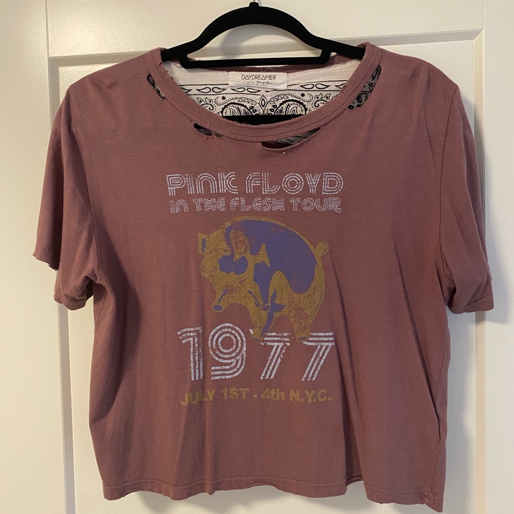 Free People Pink Floyd Distressed Crop Top